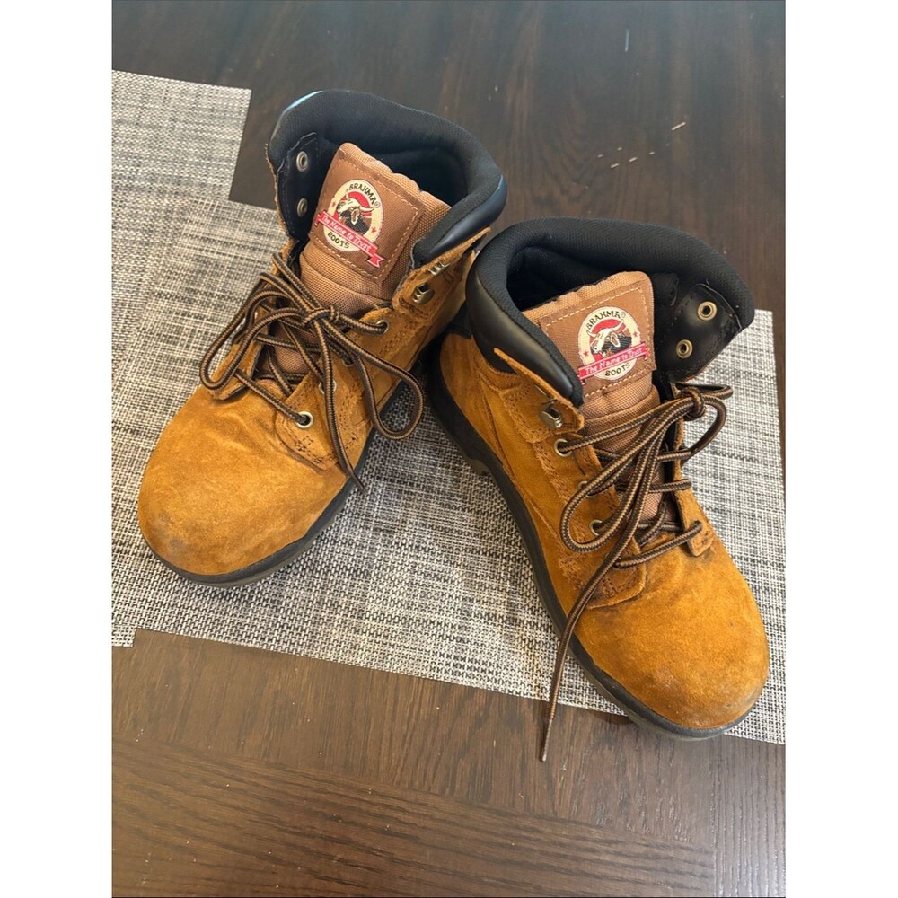 Brahma Tan Suede Work Boots 7.5 womens Black & safety toe oil resist waterproof